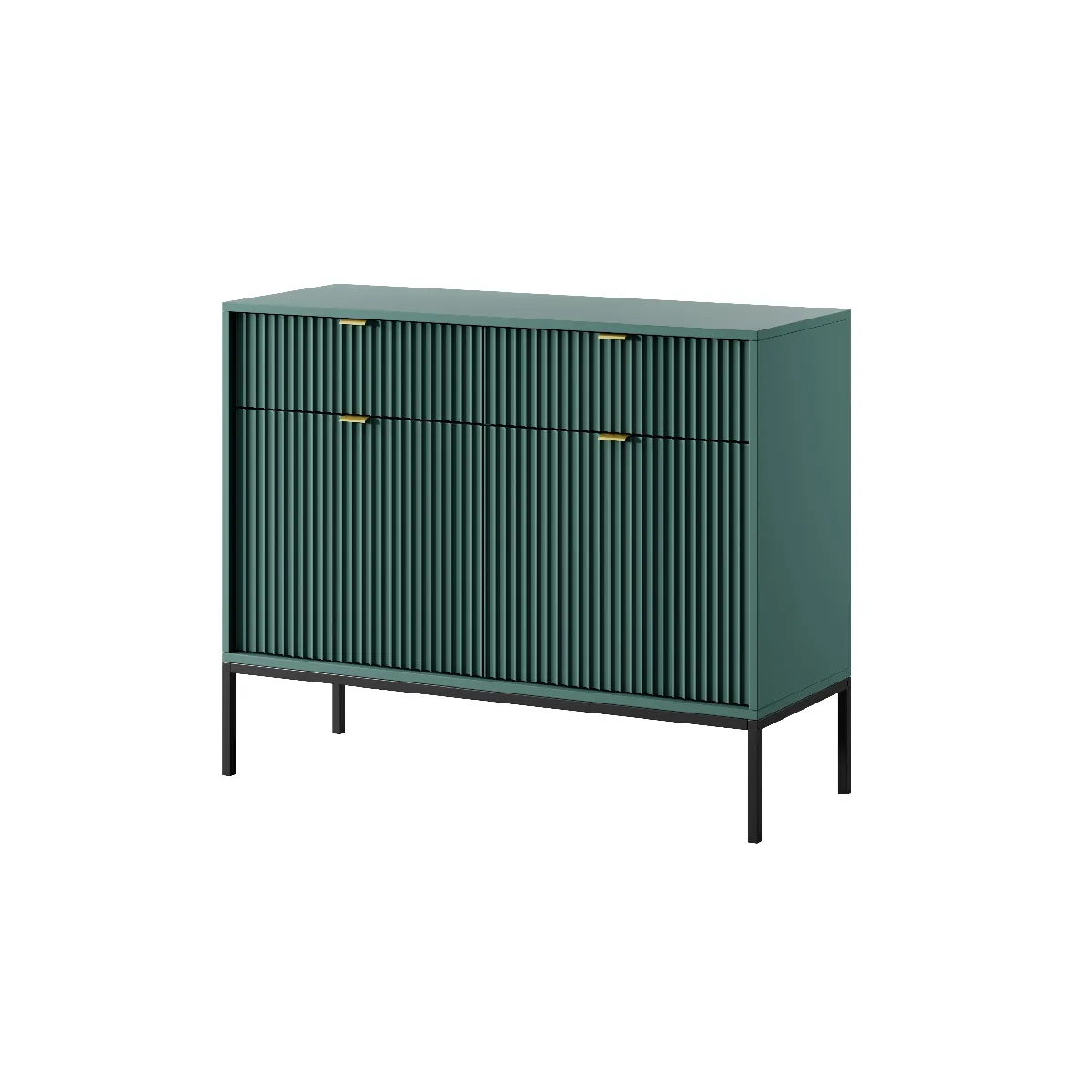Commode: 2 Tiroirs, 2 Portes, labrador, or, 104 x 83 x 39 cm, poignées dorées