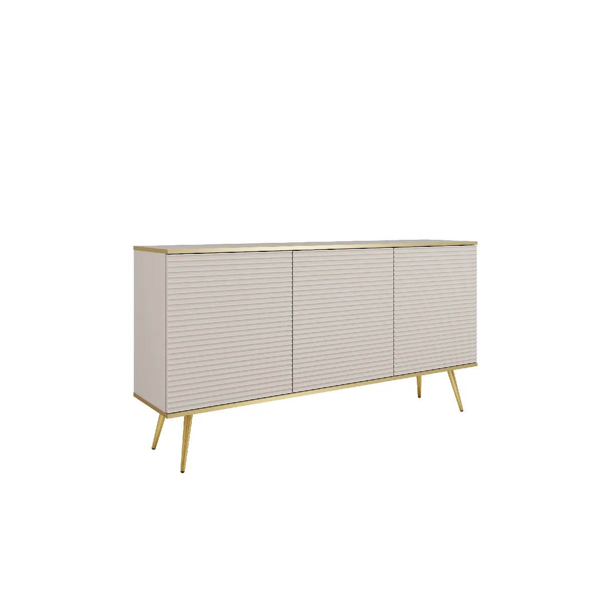 Buffet beige glamour avec pieds dorés, 160 x 85 x 39