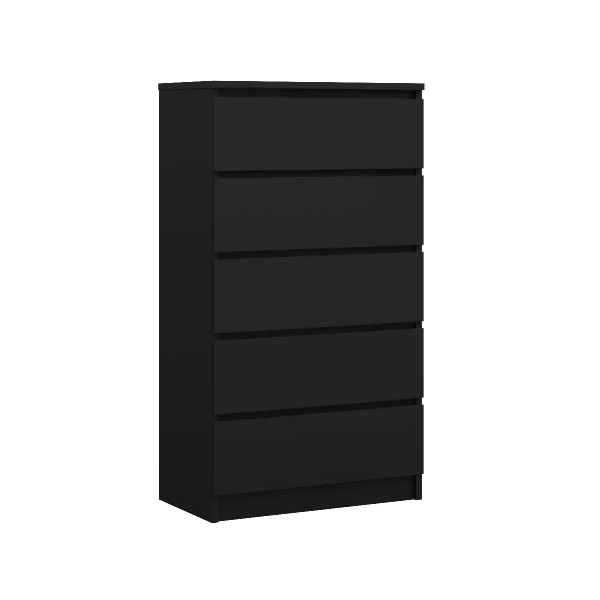 Commode 5 Tiroirs, Noir, 70 X 39 X 125 Cm