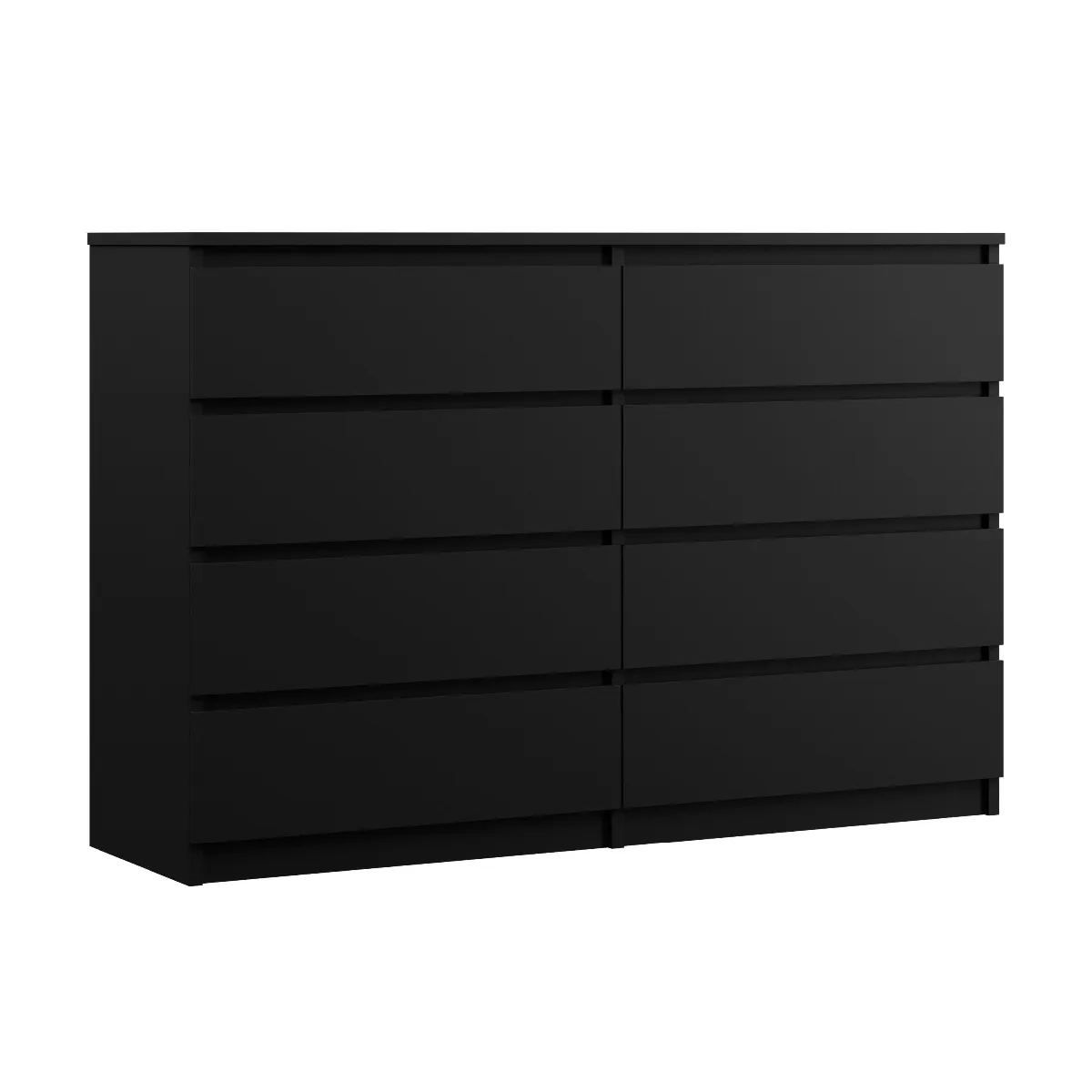 Commode 8 Tiroirs, Noir Mat, 140 X 101 X 39 Cm