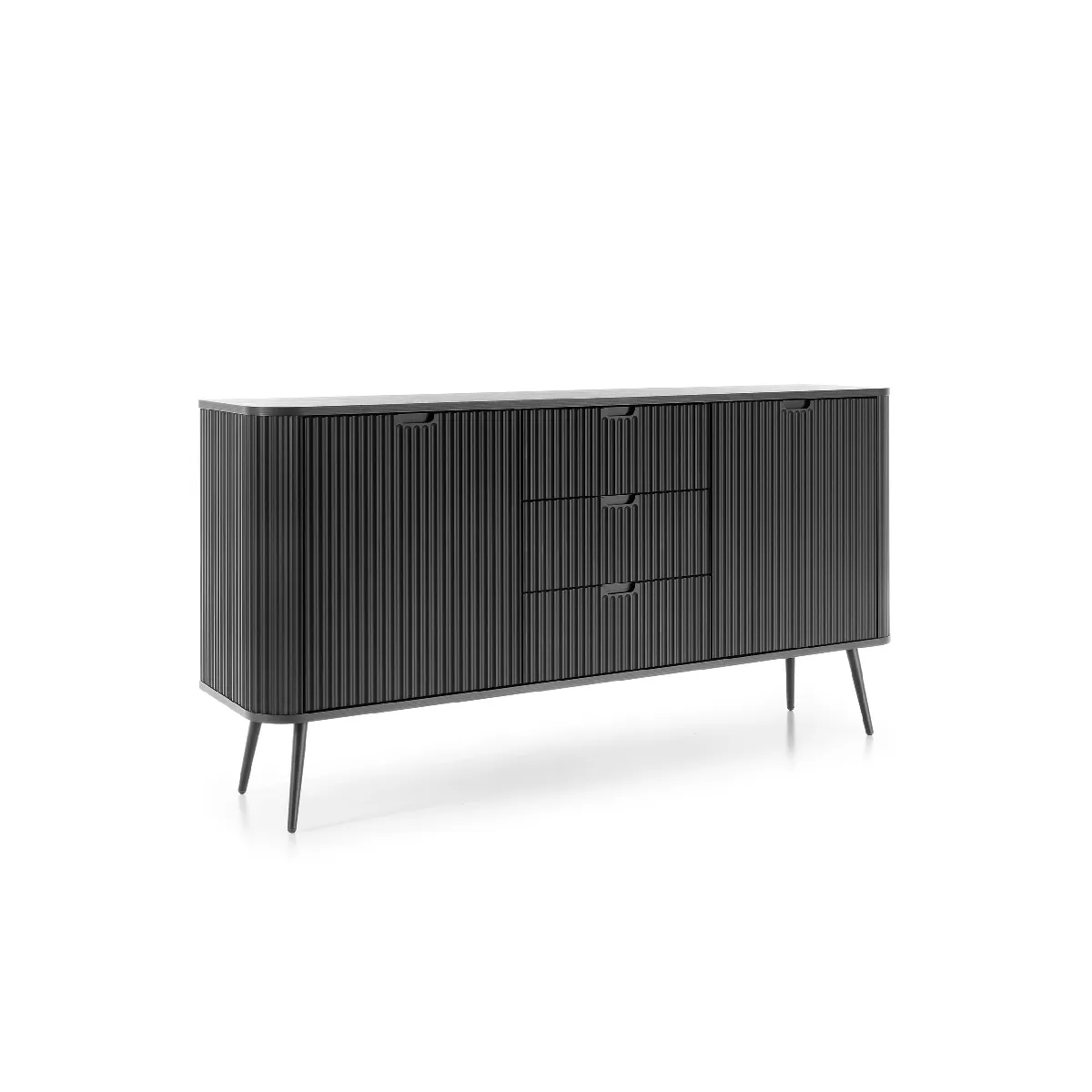Commode: noir, pieds noir, 168 x 87 x 39 cm