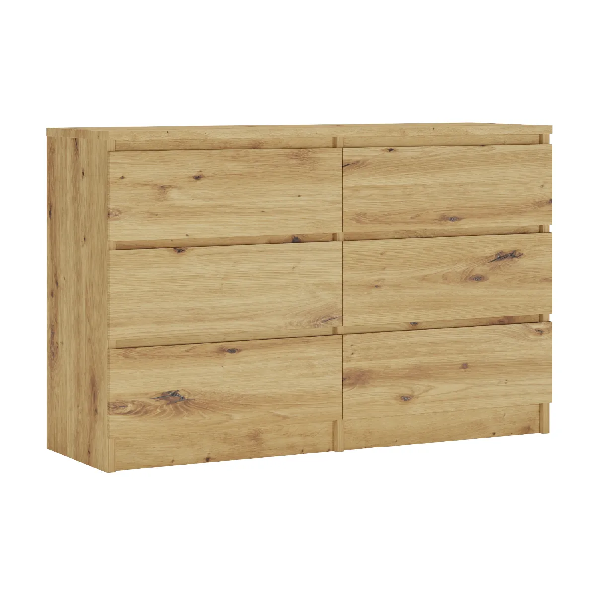 Commode Avec 6 Tiroirs, Chêne Artisan, 120 X 39 X 78 Cm