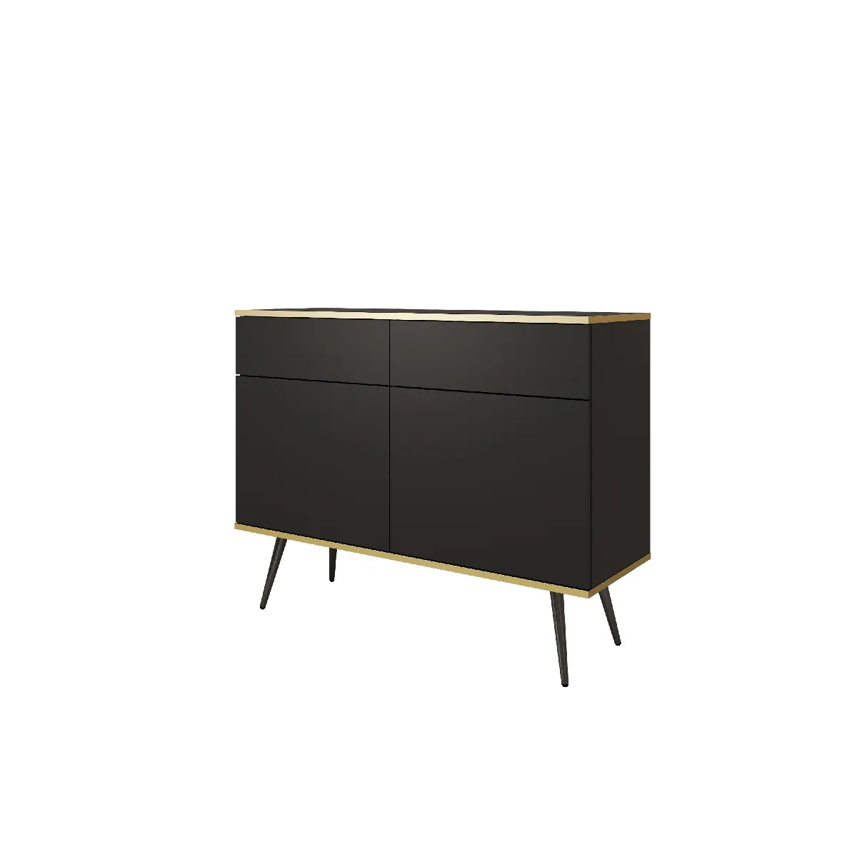 Buffet: noir, pieds noirs, 107 x 85 x 39 cm
