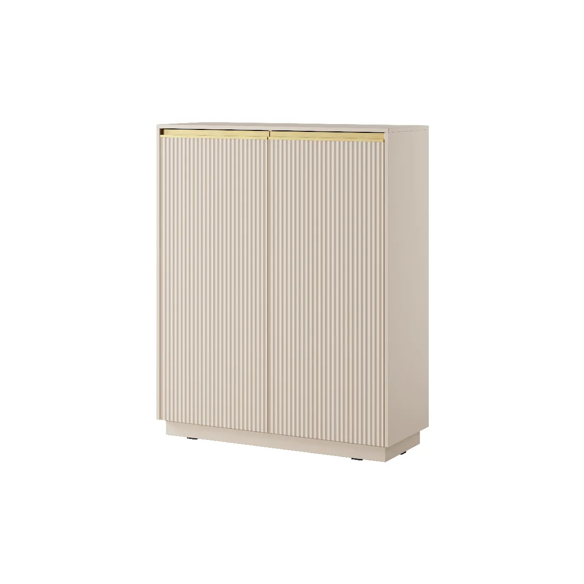 Buffet: 2 Portes, 6 Étagères, Beige Sable, 103,5 X 127 X 39 Cm