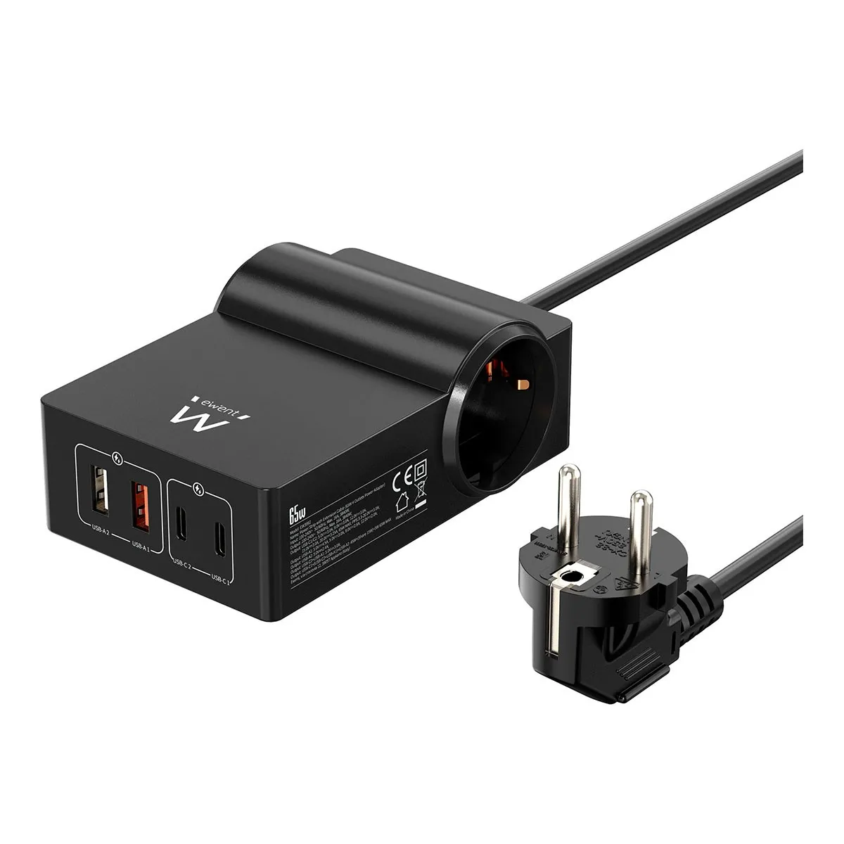 Ewent Ew3992 Multiprise 1,5 M 2 Sortie(s) Ca Intérieure Noir