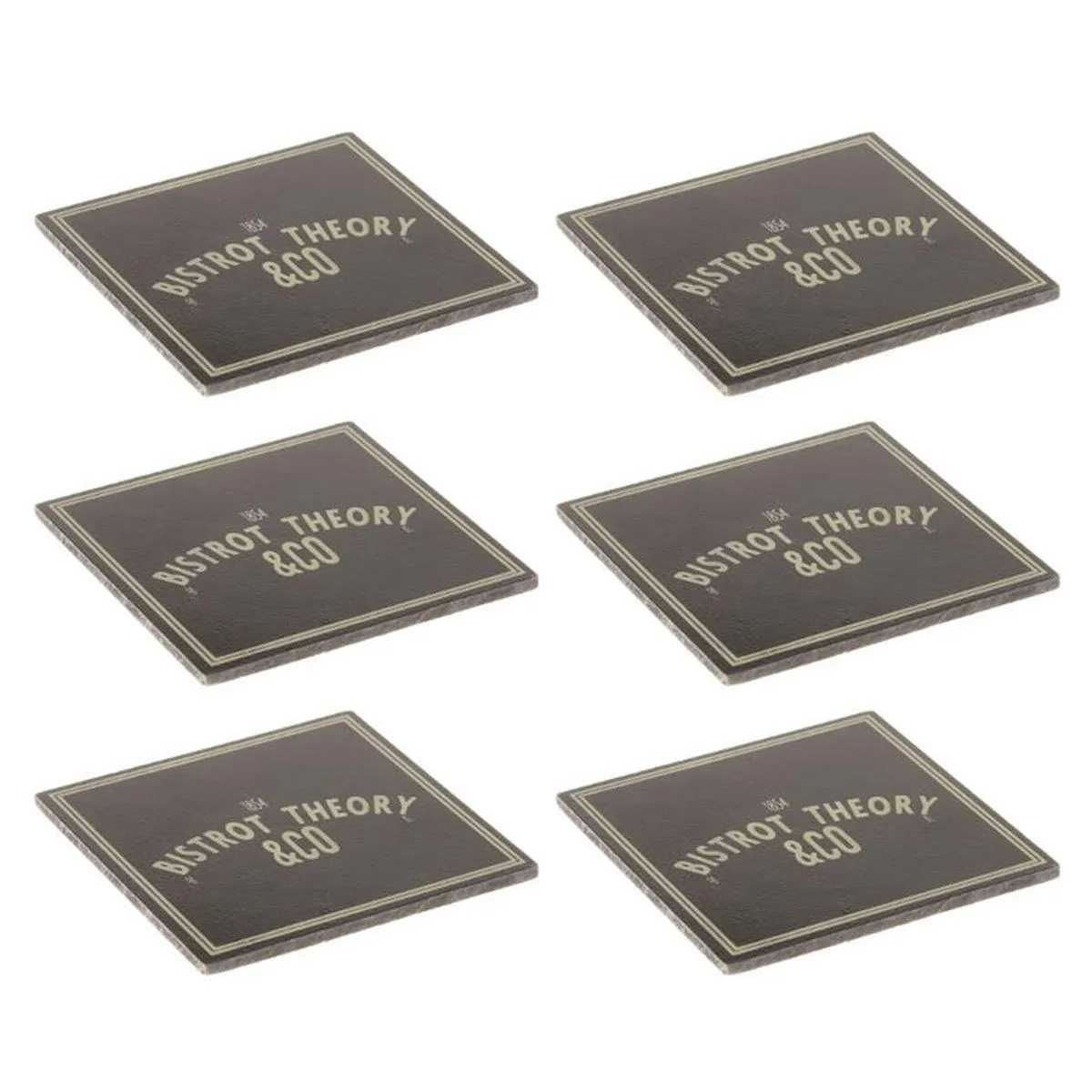 Lot De 6 Dessous De Verre "theory" 10cm Noir