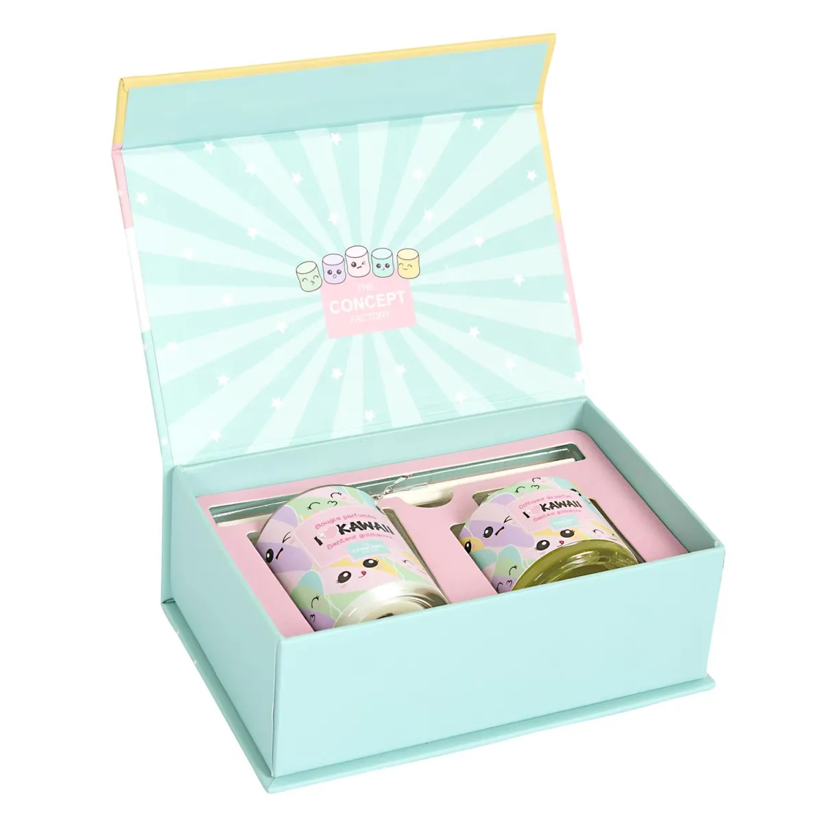 Bougie - The Concept Factory - Parfumée - Diffuseur - Coffret Kawaii - Multicolore