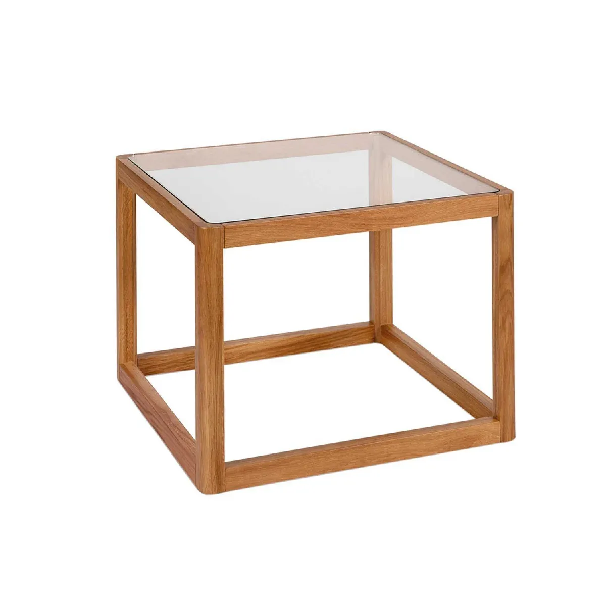 Table chêne et verre 60x60x45cm