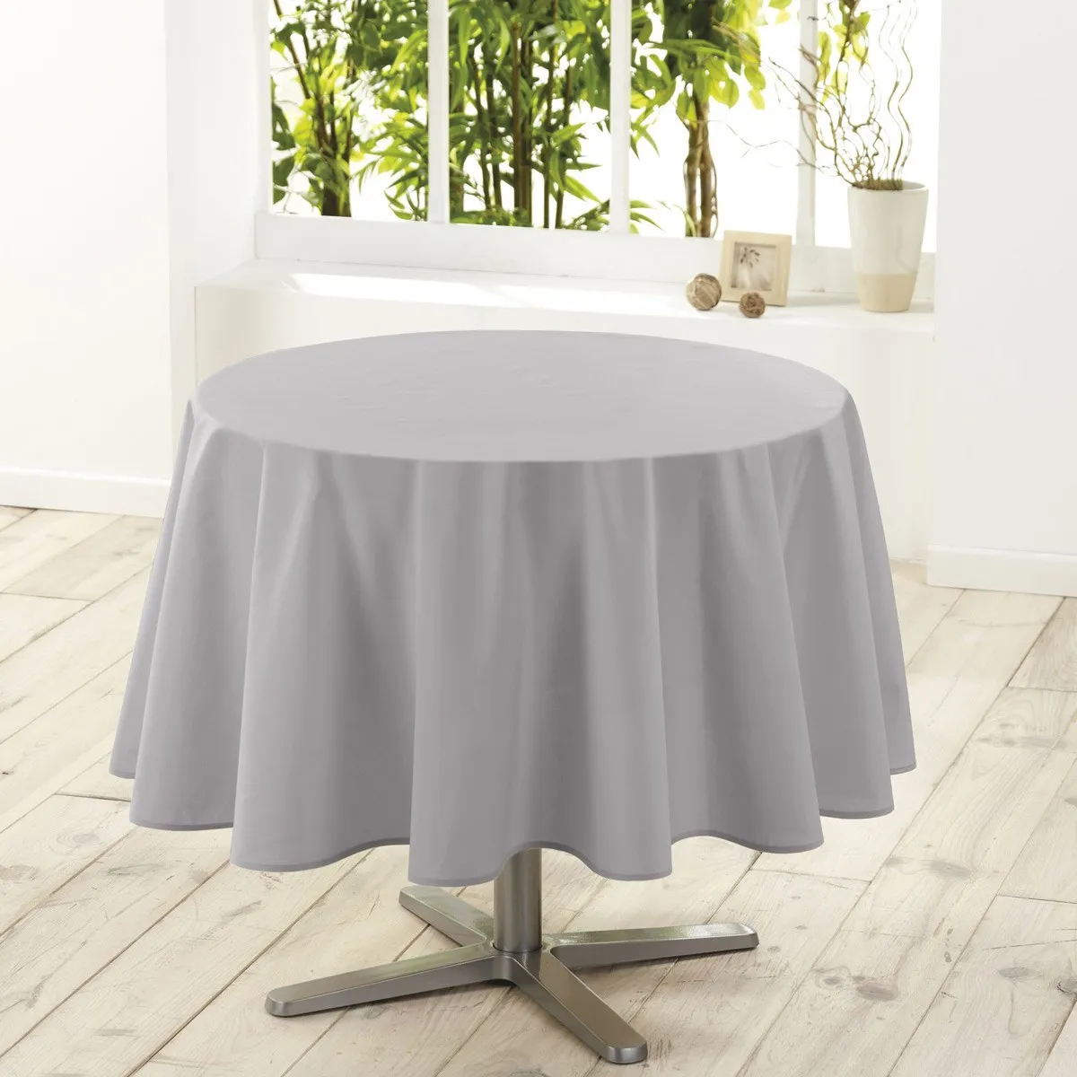 Nappe Ronde Antitache "essentiel" 180cm Gris