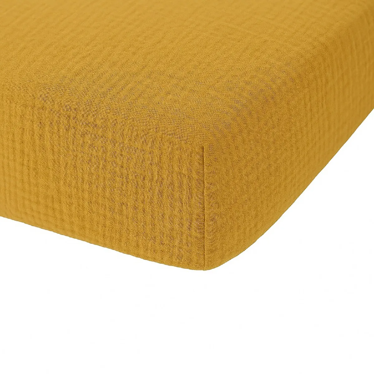 Drap Housse 100% Gaze De Coton Taille 140 X 190 Cm Couleur Safran