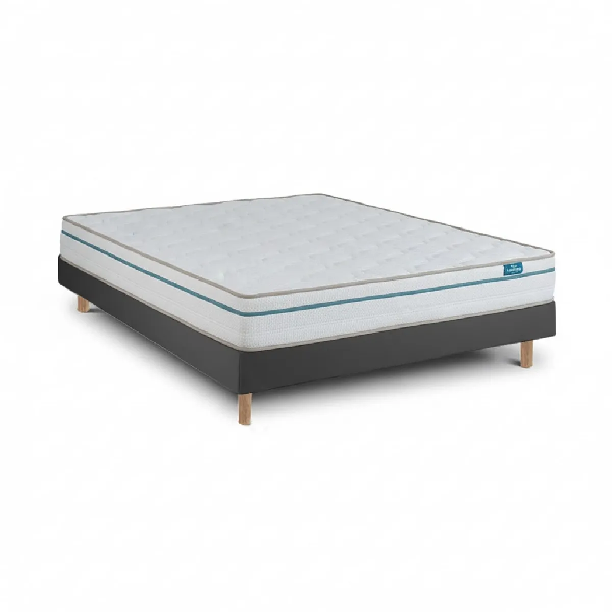 Ensemble Cloud One Et Sommier Noir - Lit Avec Matelas 200 X 80 Cm