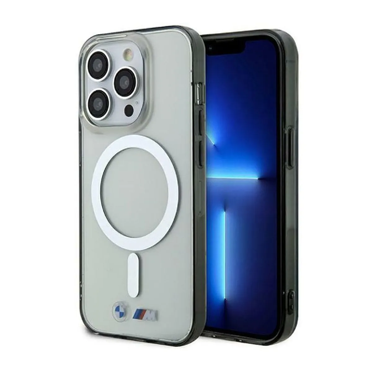 Bmw Coque rigide Silver Ring Apple iPhone 14 Pro Max - Transparent et argenté