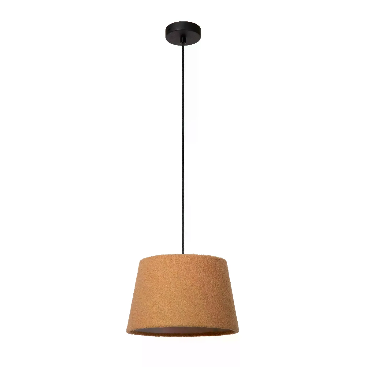 Suspension WOOLLY en coton avec 1xE27 - Jaune Ocre - Lucide