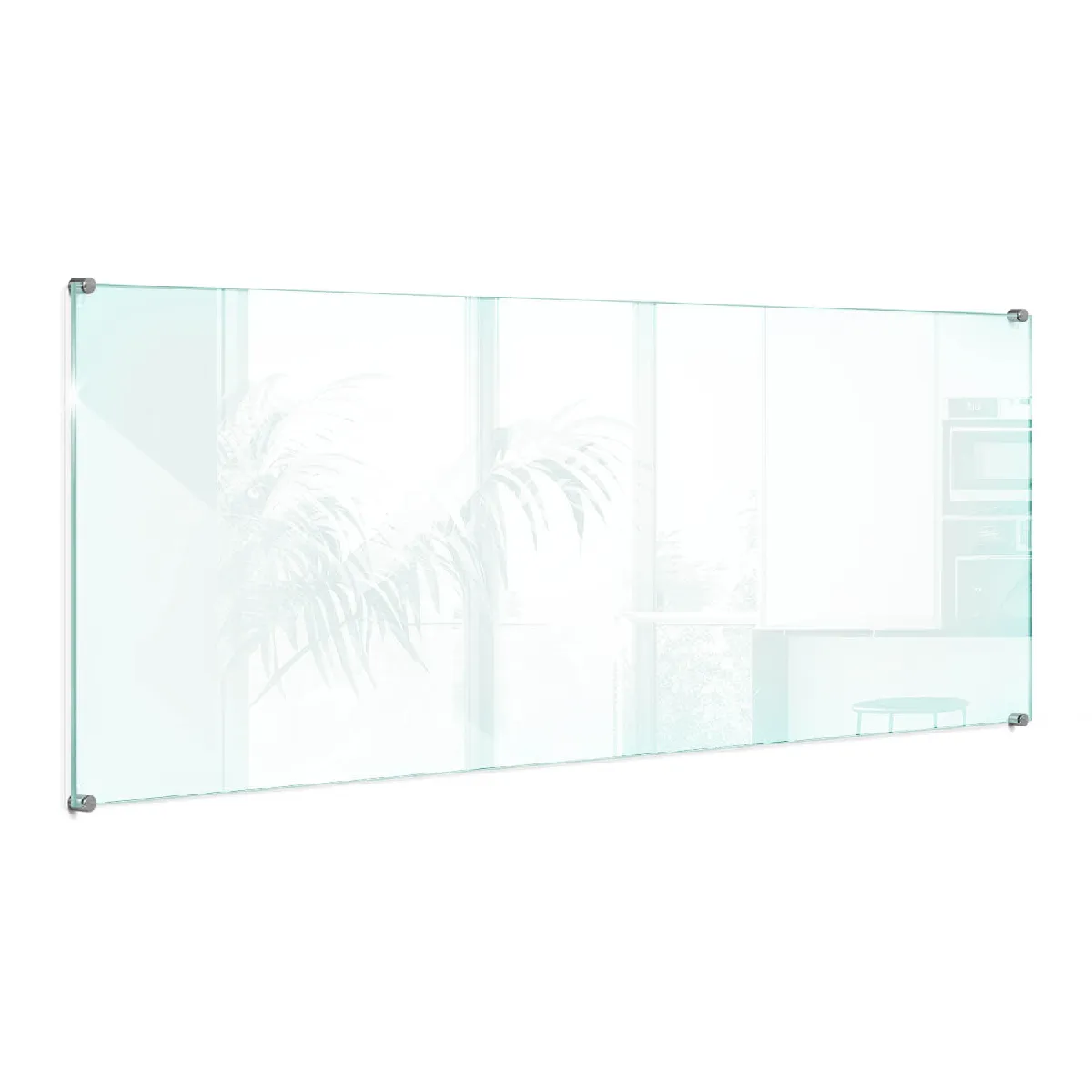 Crédence de cuisine Lacobel Tulup 125x50 cm verre transparent avec fixation par clips