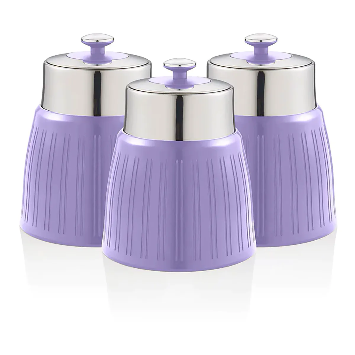 Retro Set 3 Boîtes De Rangement Cuisine 1,2l Hermétiques Pour Pâtes Riz, Vintage Swan Swka1024purn Violet