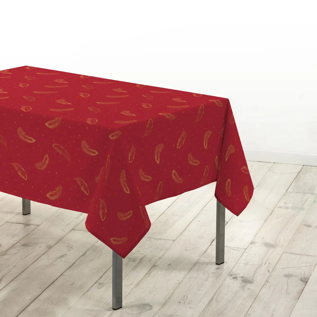 Nappe Imprimé Métallisé "adora" 140x240cm Rouge & Or