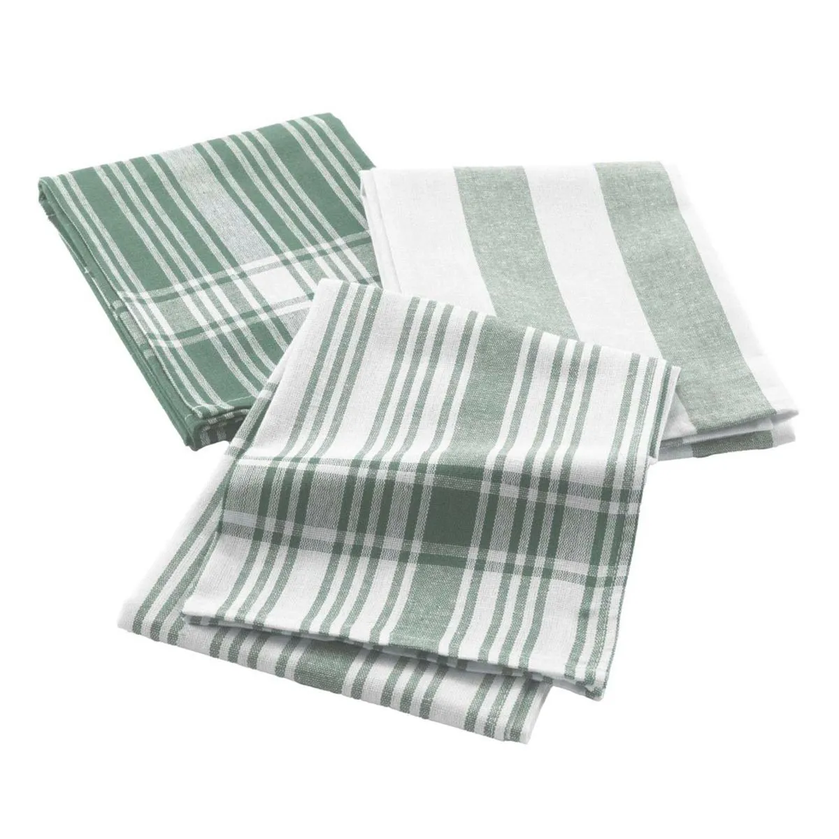 Lot De 3 Torchons "bayado" 50x70cm Vert Cèdre
