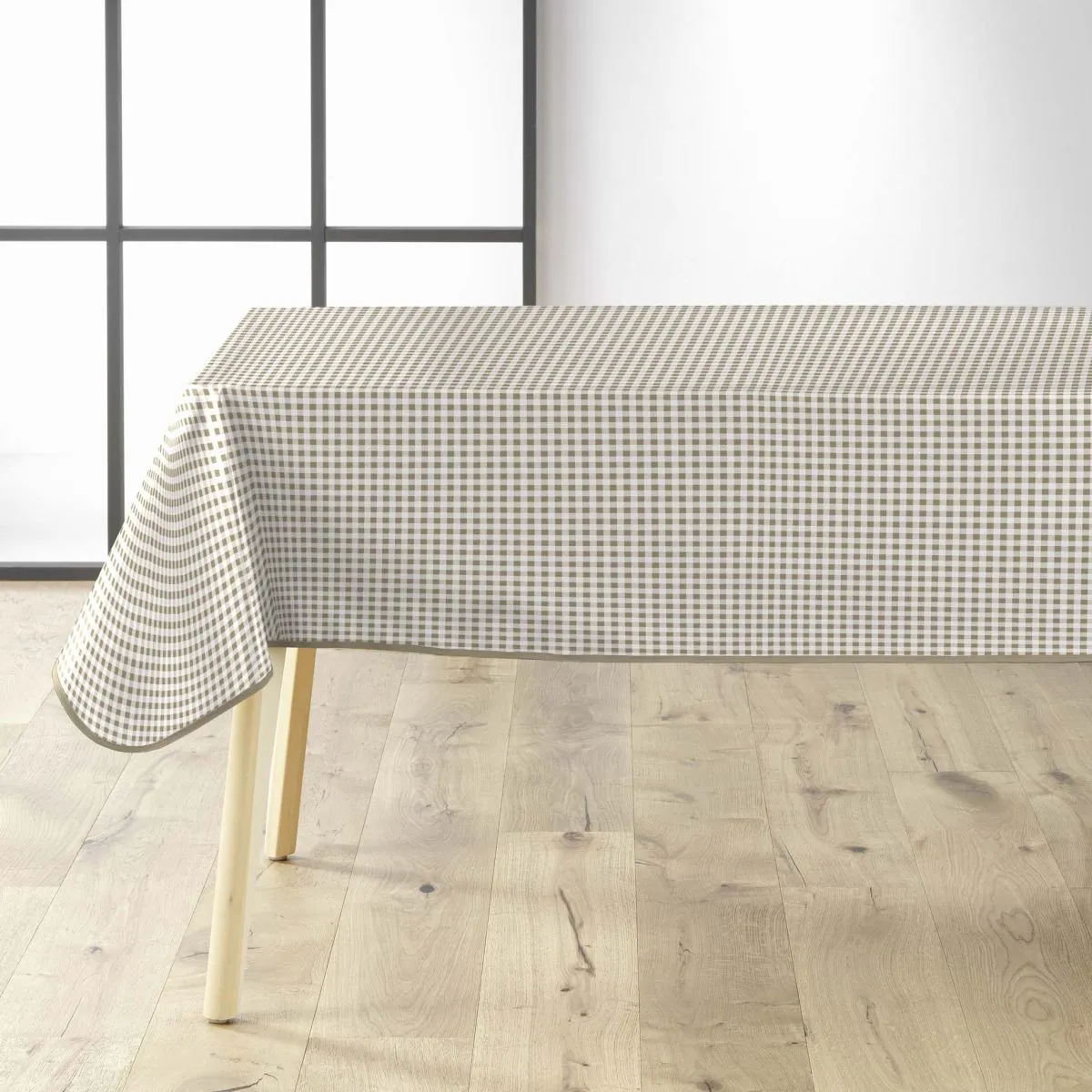 Nappe Imprimé "miny Vichy" 140x240cm Naturel