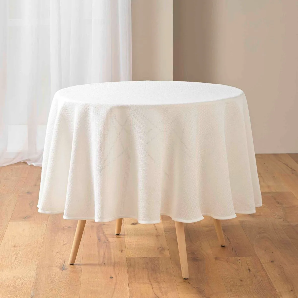 Nappe Ronde Jacquard "stella" 180cm Blanc