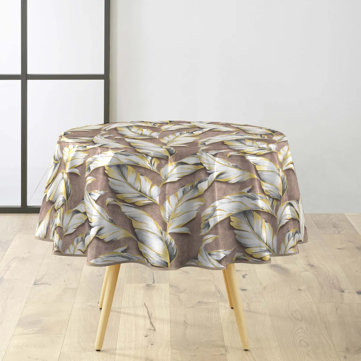 Nappe Toile Cirée Ronde "ebany" 160cm Marron