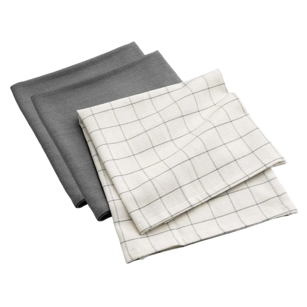Lot De 3 Torchons De Cuisine "gourmet" 50x70cm Anthracite