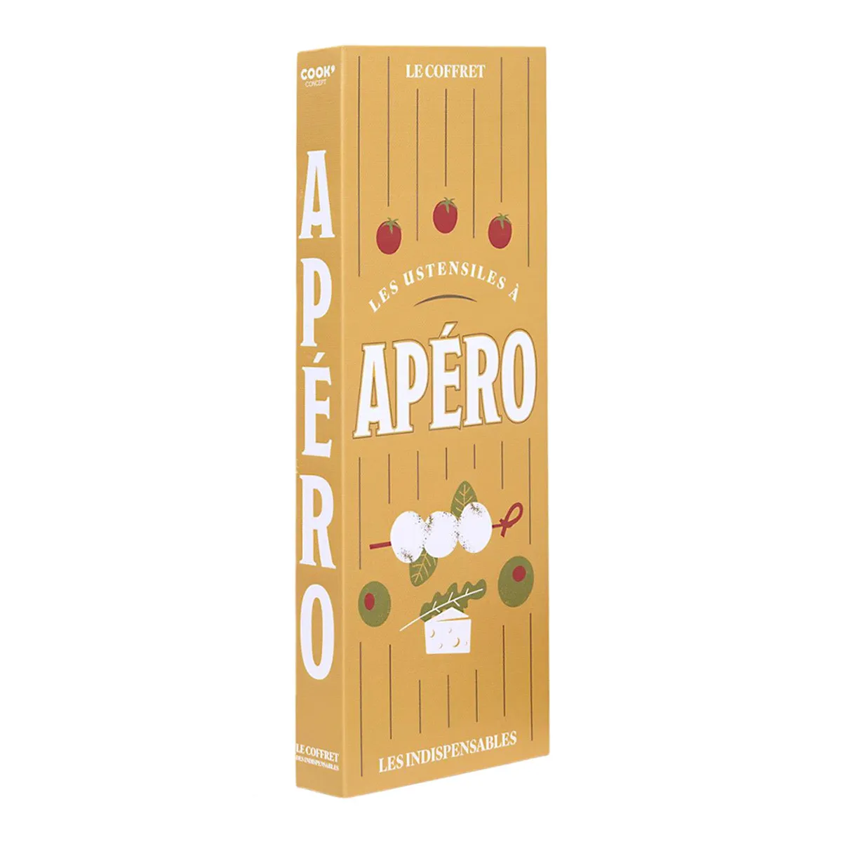 Coffret - Cook Concept - Livre Apéro - Planche En Bois - Couteau - Jaune