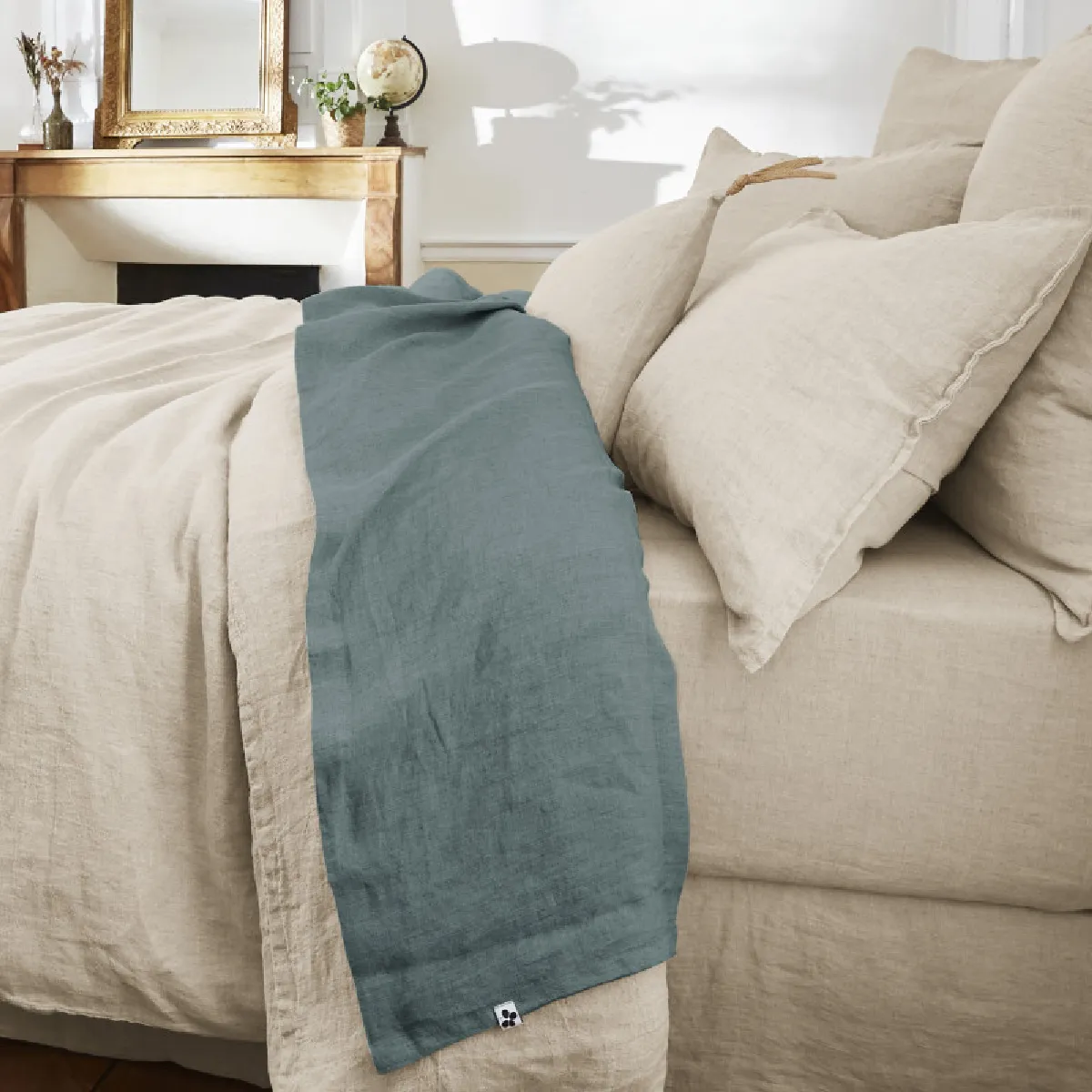 Drap plat "Soline" toutes dimensions Lin lavé - 270x300 - Soline Ardoise