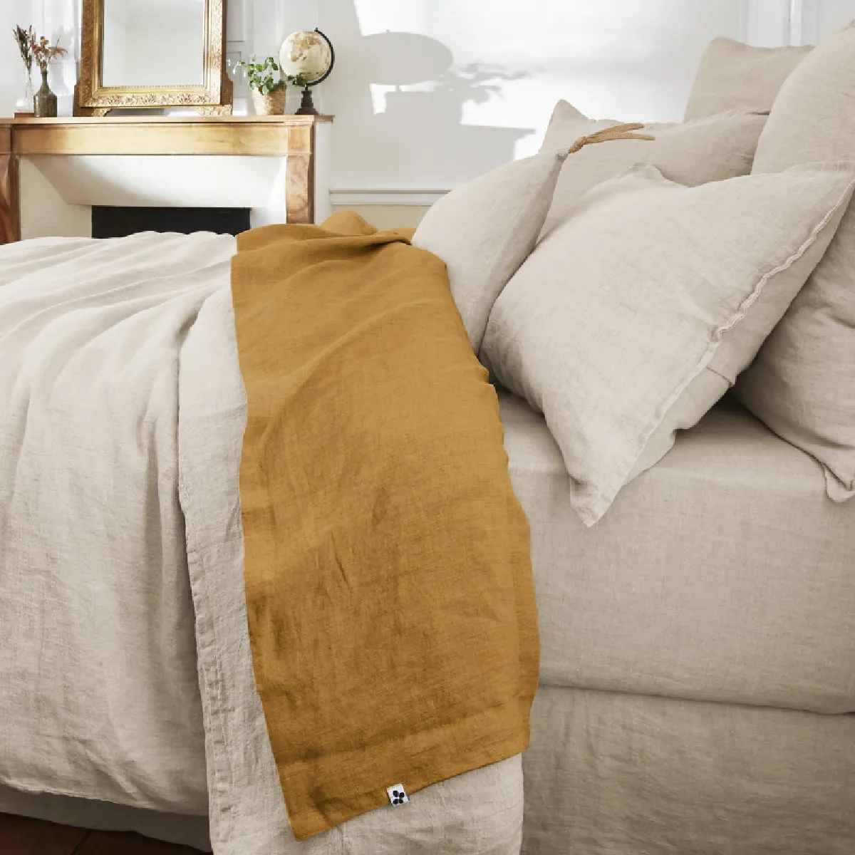 Drap plat "Soline" toutes dimensions Lin lavé - 240x300 - Soline Caramel