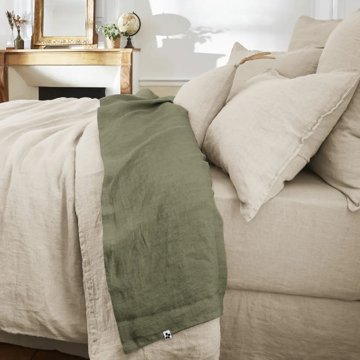 Drap plat "Soline" toutes dimensions Lin lavé - 240x300 - Soline Thym