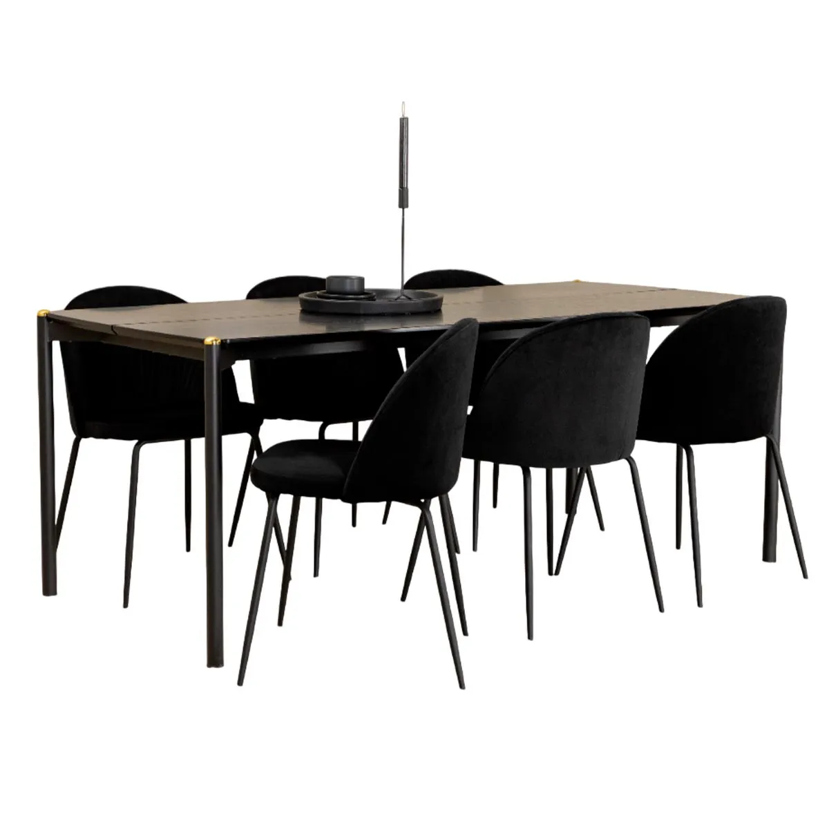 Ensemble Table à Manger & 6 Chaises "Pelle & Wrinkles" 190cm Noir