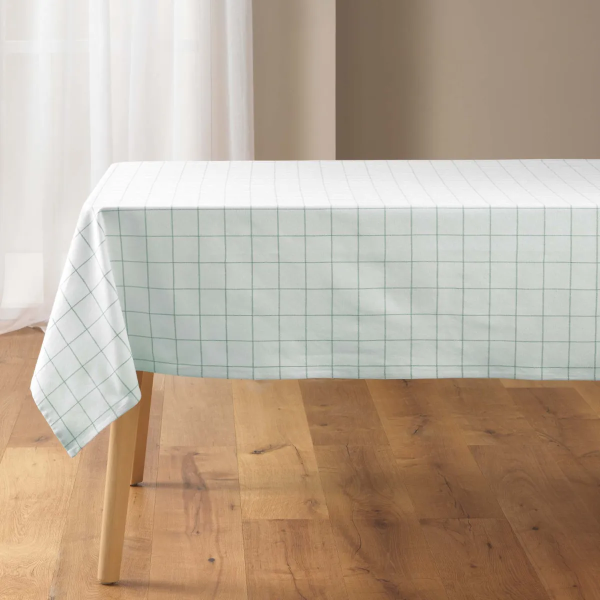 Nappe Tissée À Carreaux "axel" 140x240cm Vert Sauge