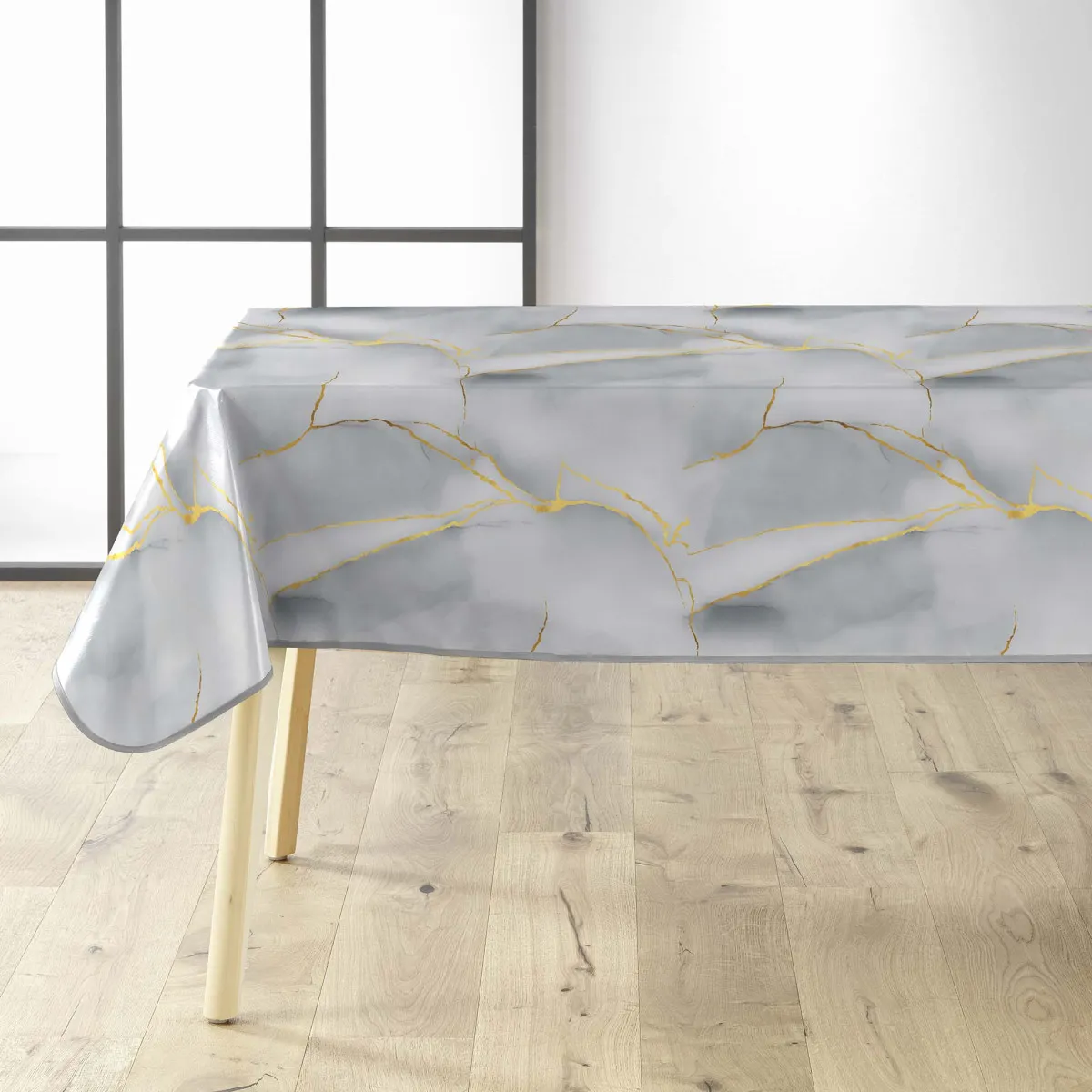 Nappe Toile Cirée "marbrelle" 140x240cm Gris