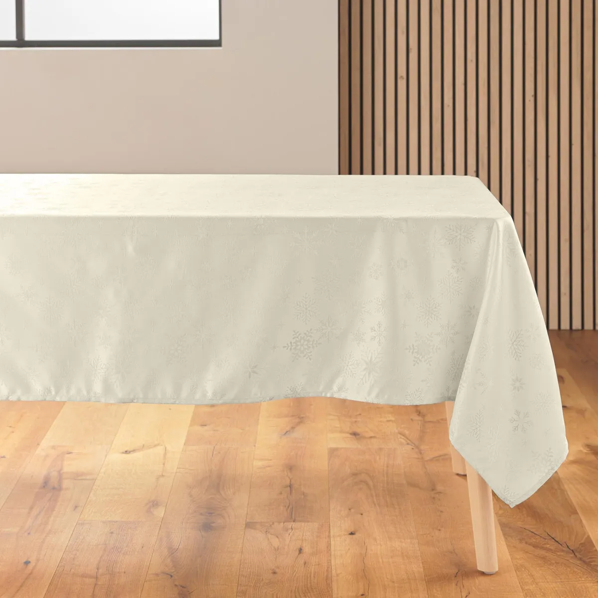 Nappe Jacquard Imprimé "flocons" 140x240cm Naturel