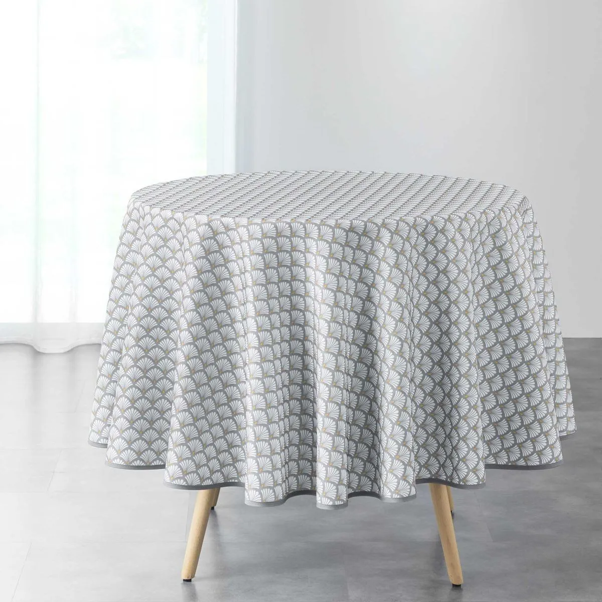 Nappe Ronde Imprimée "artchic" 180cm Blanc