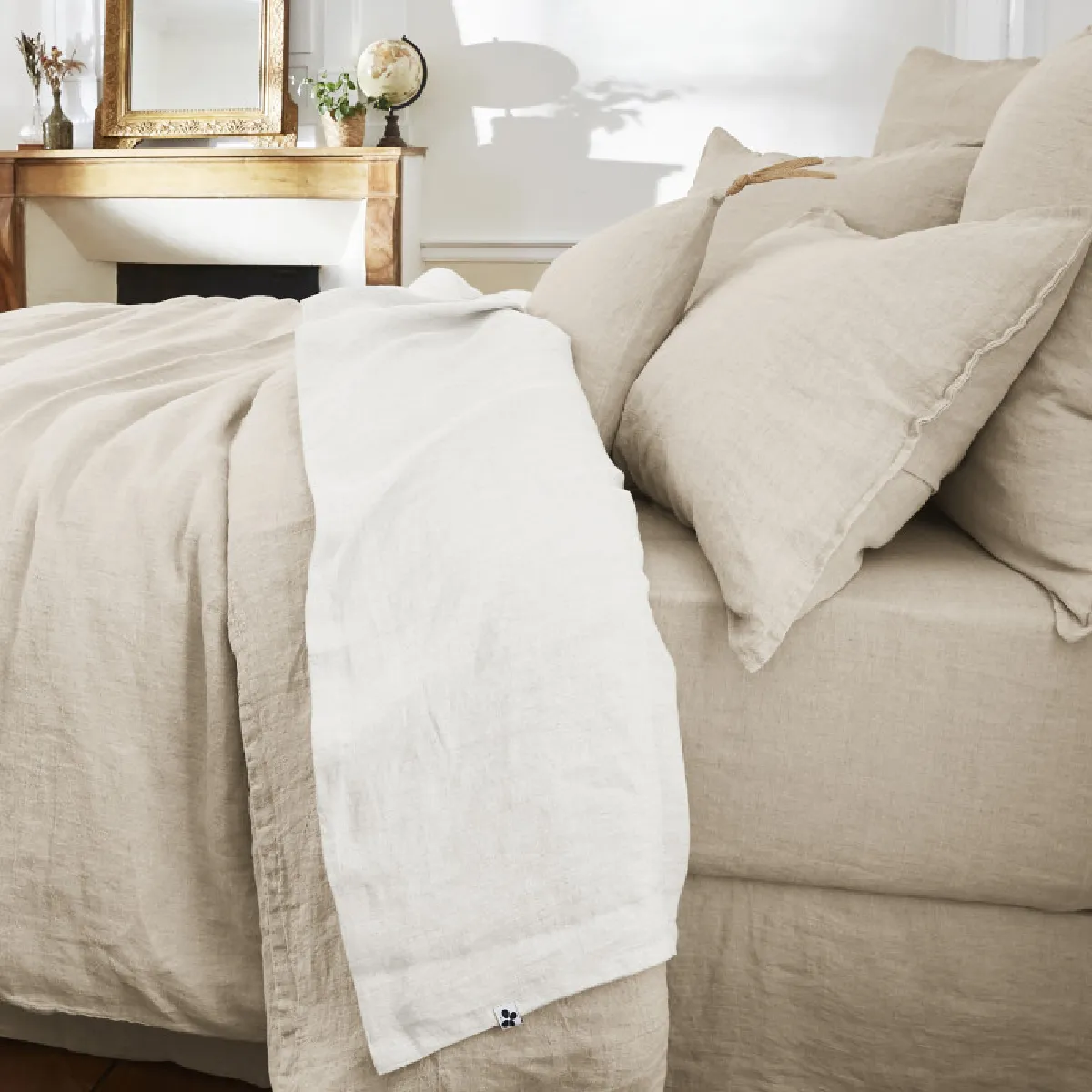Drap plat "Soline" toutes dimensions Lin lavé - 240x300 - Soline Craie
