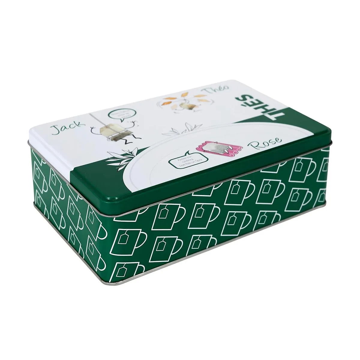 Boite métal - cook concept - ludique - compartiments amovibles - vert et blanc