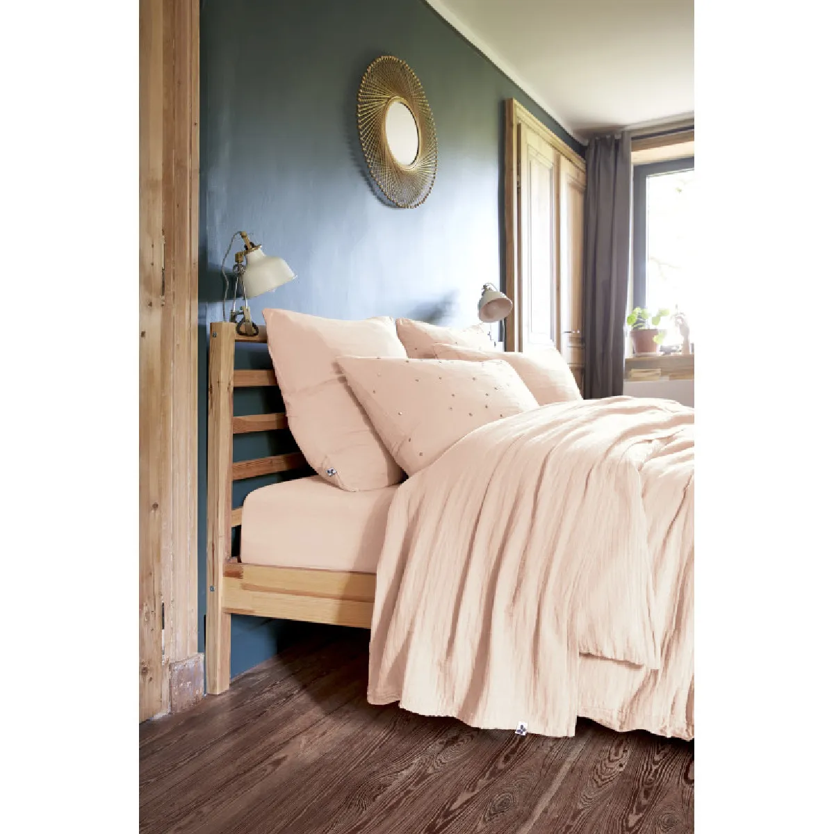 Parure de draps 4 pièces & 5 pièces "Gaïa" Gaze de Coton - Gaïa Guimauve - Parure de draps 5 pièces (1 Drap plat 240 x 300 + 1 Dra