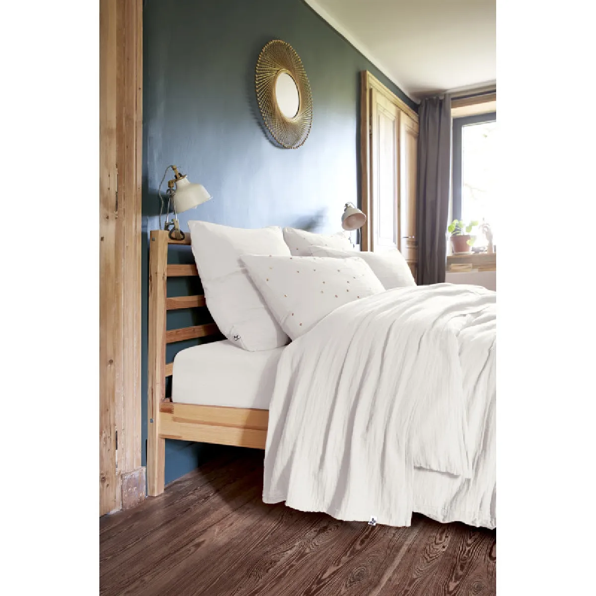 Parure de draps 4 pièces & 5 pièces "Gaïa" Gaze de Coton - Gaïa Chantilly - Parure de draps 5 pièces (1 Drap plat 240 x 300 + 1 Dr