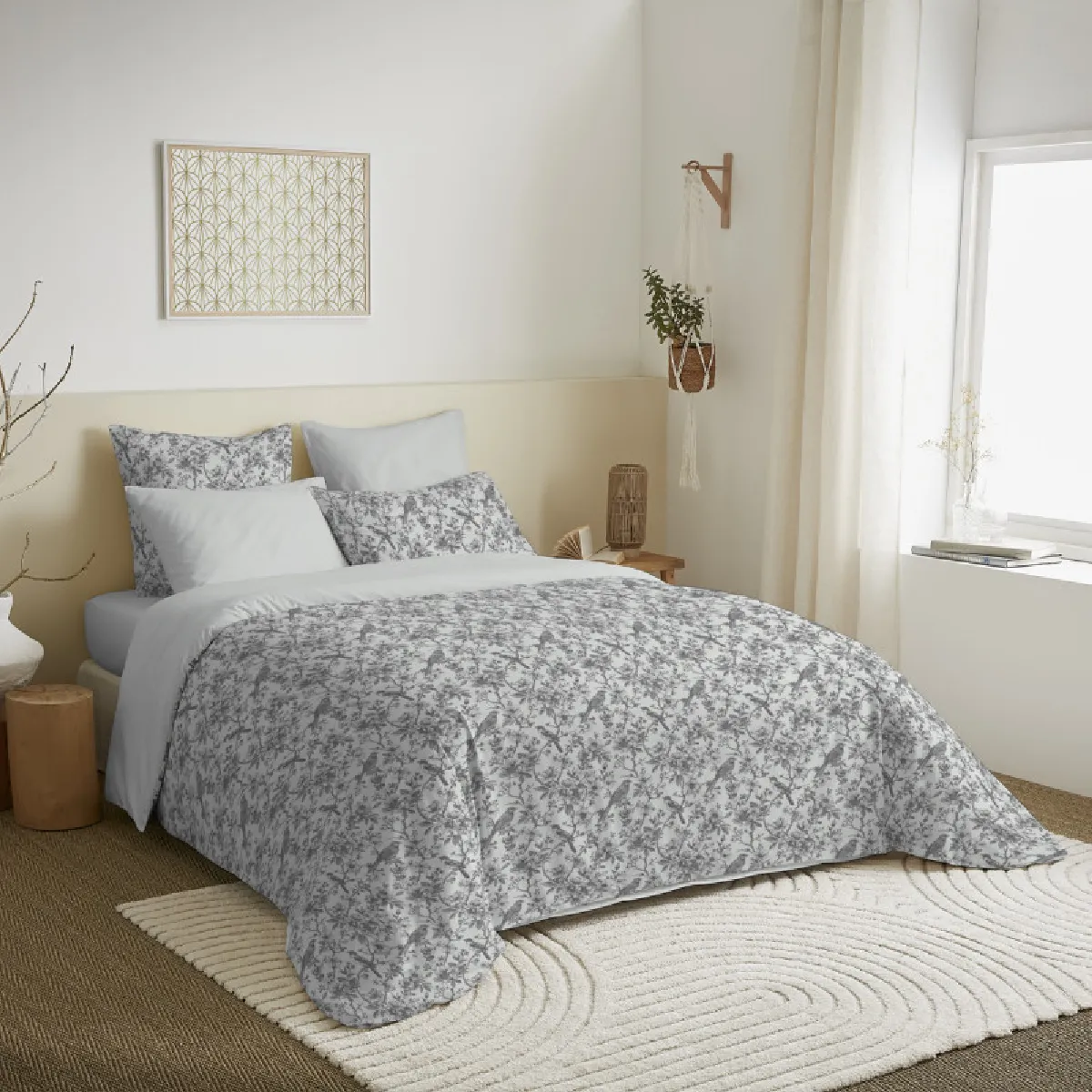 Pack Complet Housse De Couette Réversible Pour Lit 140 X 190 Cm Bérengère Nuage