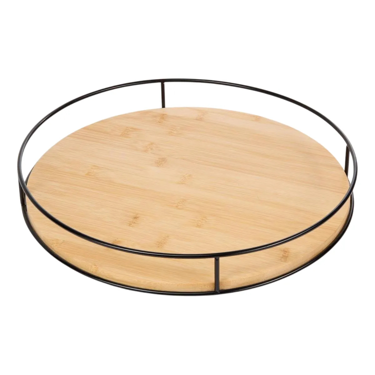 Plateau Tournant Black Bamboo D35cm Beige - 5five