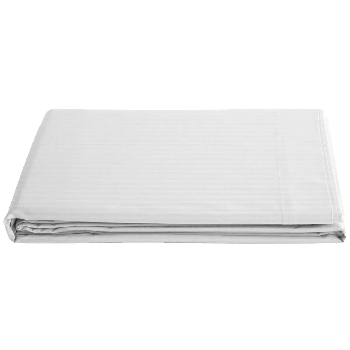 Drap Plat 270x300 Cm Satin Concerto À Rayures Blanc Neige