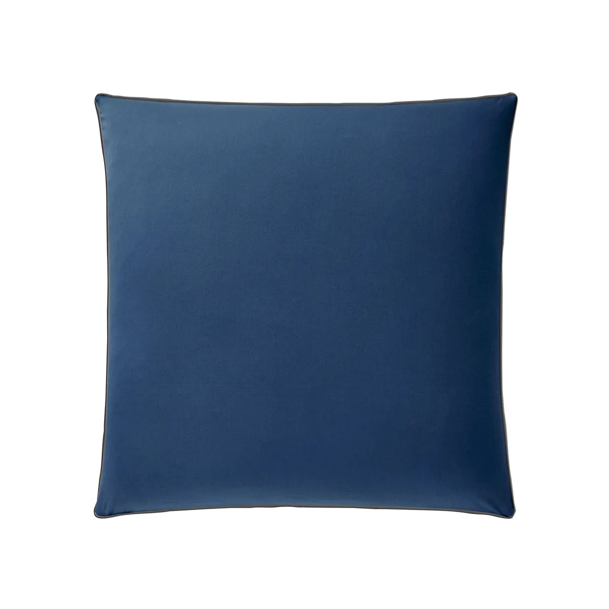Lot De 2 Taies D'oreiller Unie En Satin De Coton, Bleu Flandres - 64 X 64 Cm - Bleu Marine Et Gris