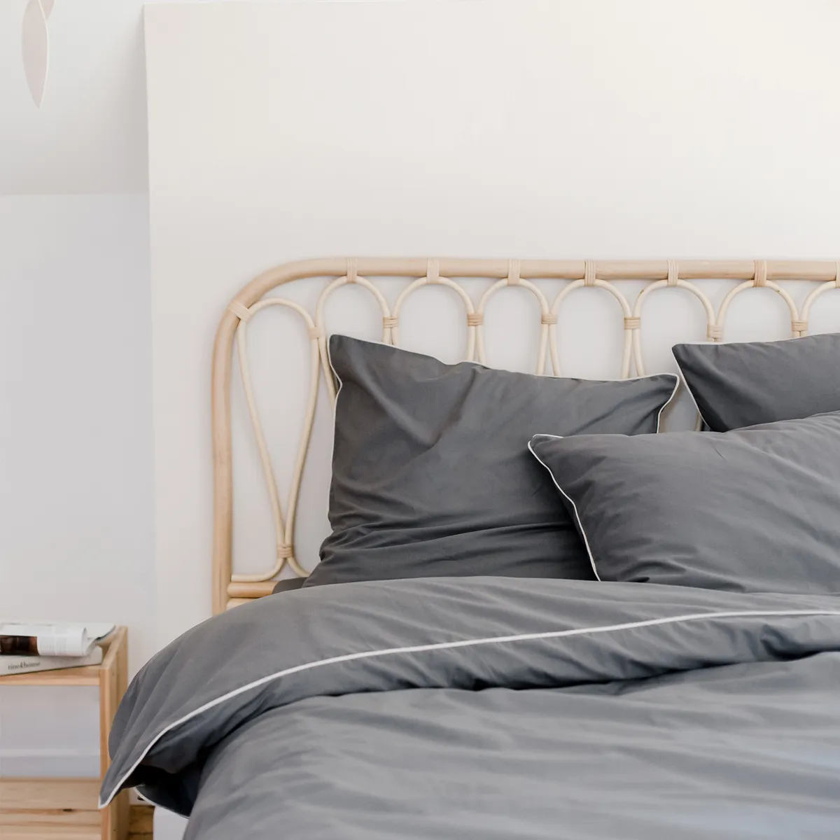Housse De Couette Unie En Coton Bio, Orage - 140 X 200 Cm - Gris Anthracite