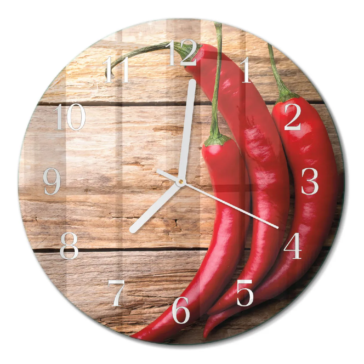 Pendule Murale Tulup fi30 cm piments Aiguilles blanches