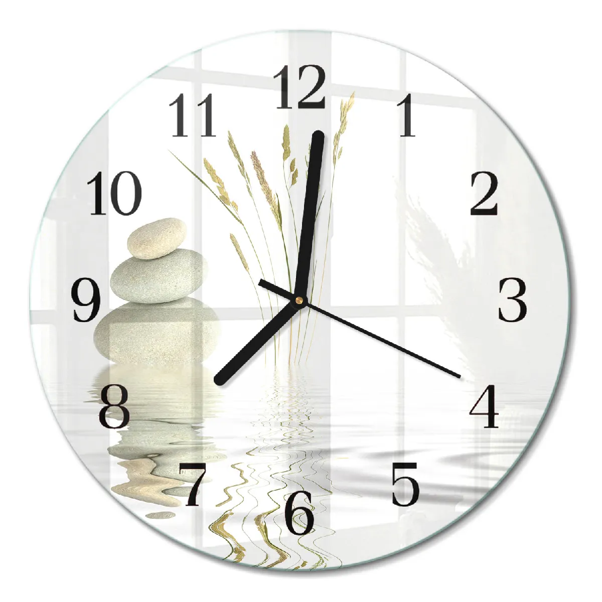 Horloge Ronde Murale Tulup fi30 cm Pierres Aiguilles noires