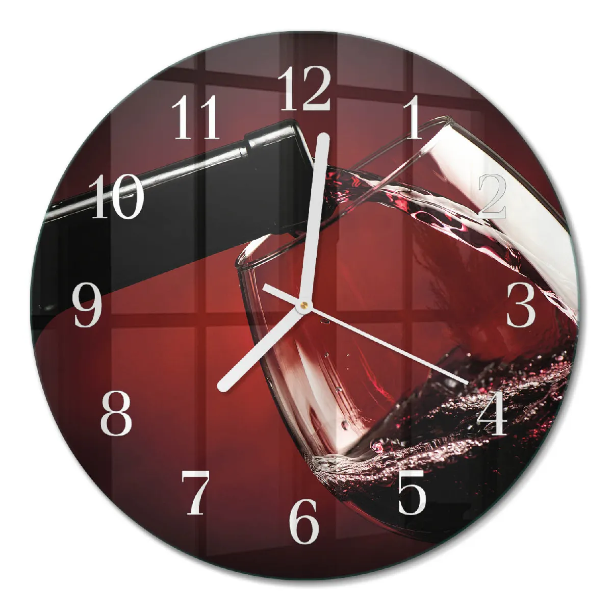 Horloge Ronde Tulup fi30 cm Verre à vin Aiguilles blanches