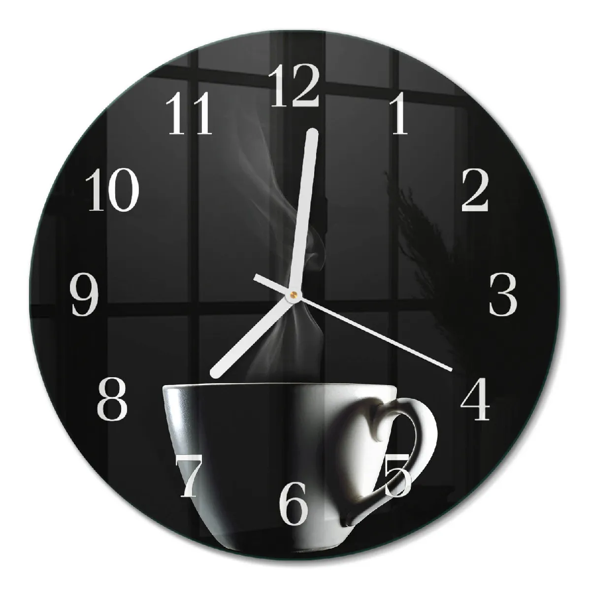Horloge Ronde Murale Tulup fi30 cm Tasse Aiguilles blanches