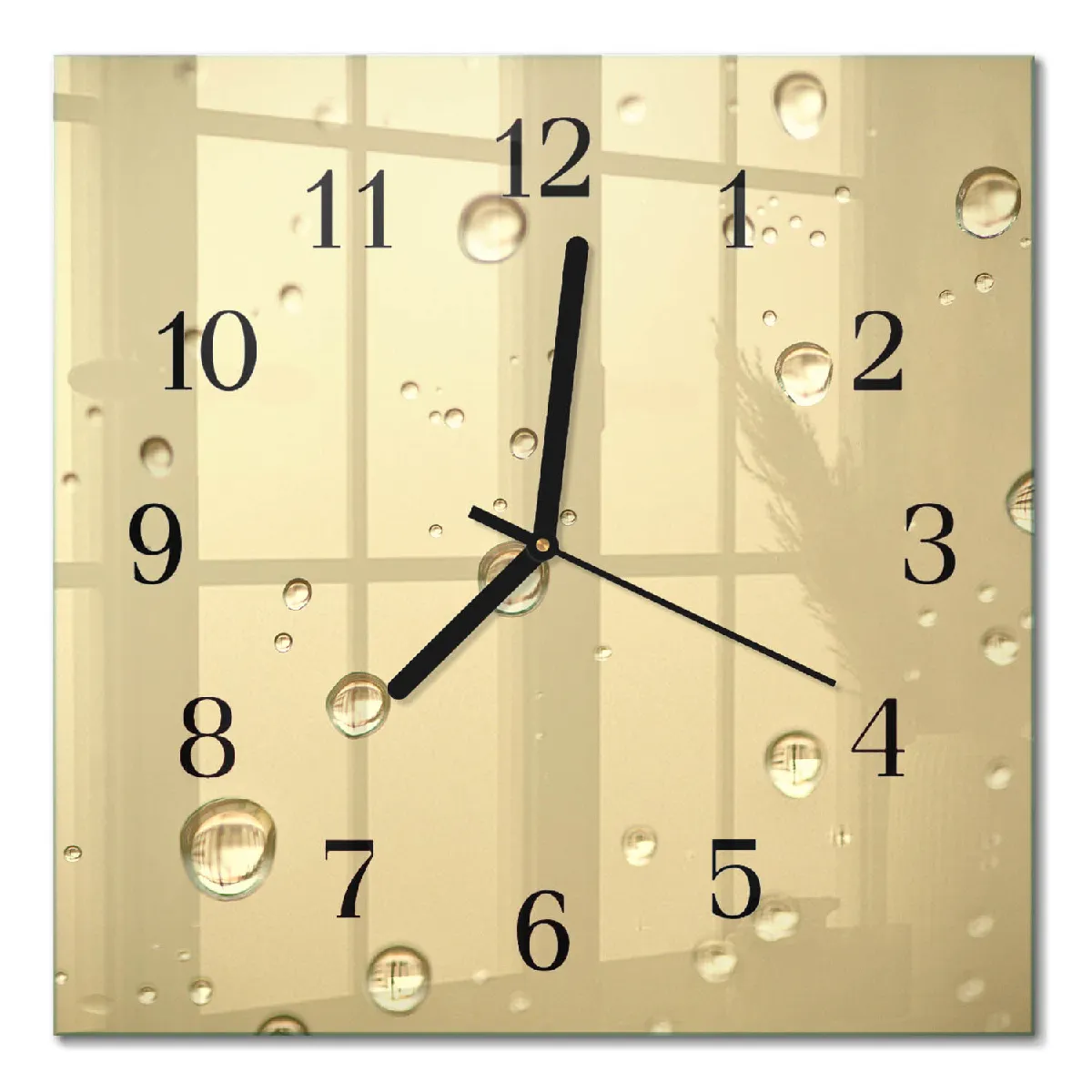 Horloge Murale Carrée Tulup 30x30 cm Gouttes Aiguilles noires