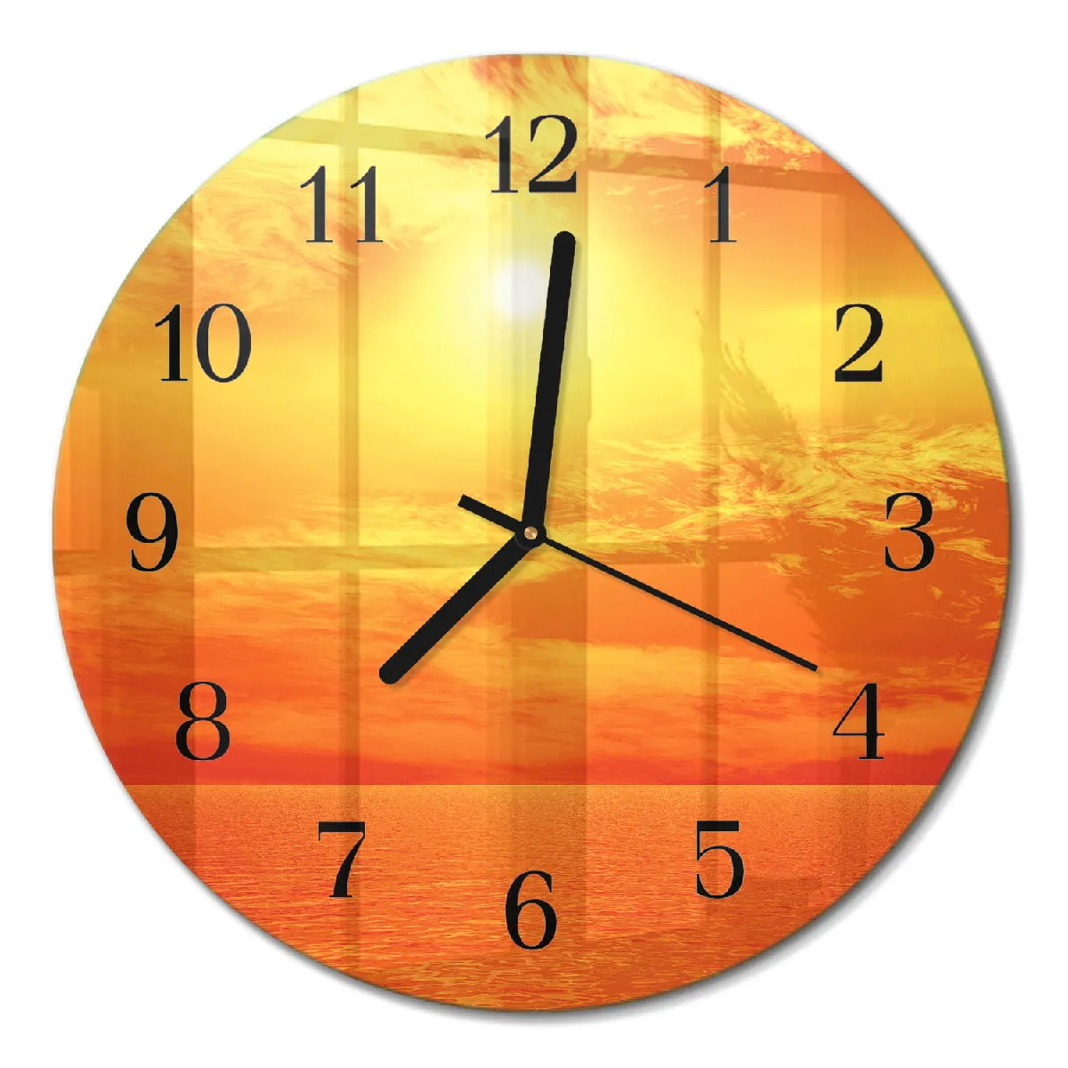 Horloge Ronde En Verre Tulup fi30 cm Ensoleillé Aiguilles noires
