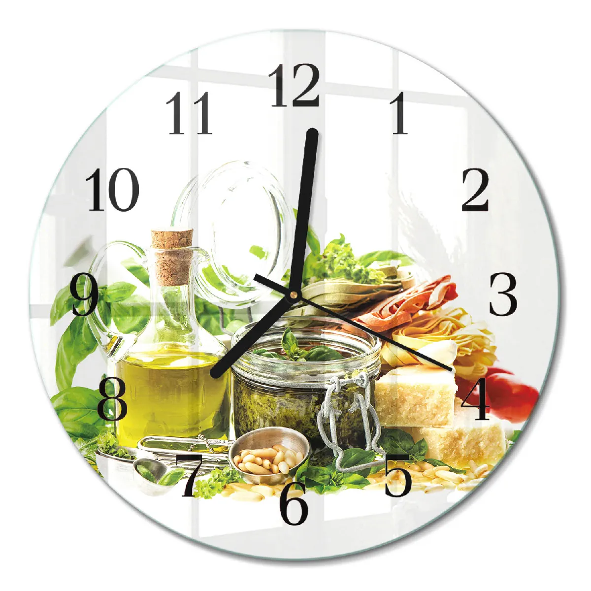 Horloge En Verre Tulup fi30 cm Pâtes à l'huile Aiguilles noires